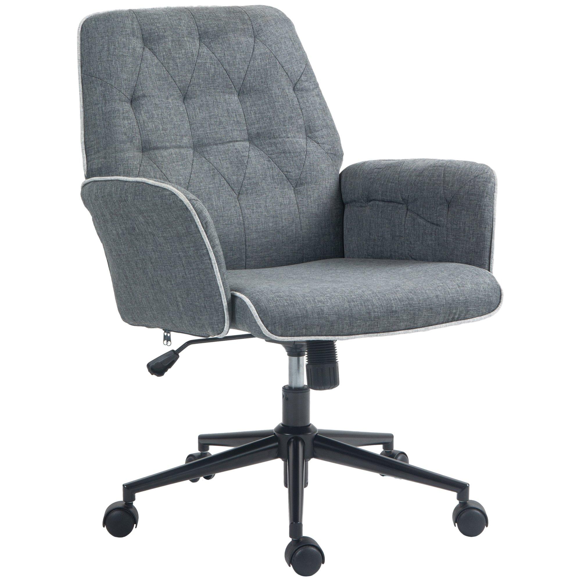 Computer Chair with Armrest Modern Style Tufted For Home Office